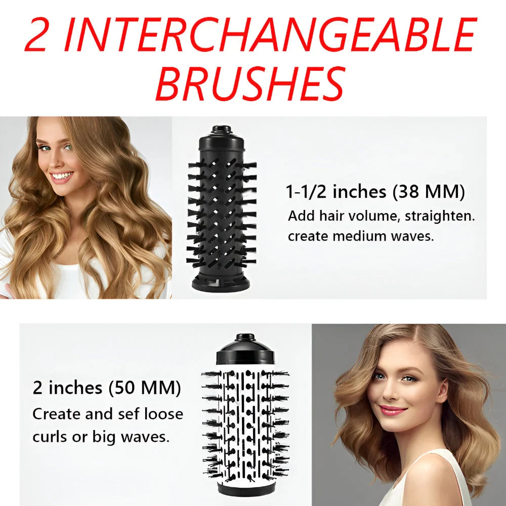 Hot Air Brush Rotating Ionic Two Brush Heads