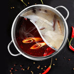 Hot Pot Pan Stainless Steel Divided 11.8-Inch
