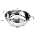 Hot Pot Pan Stainless Steel Divided 11.8-Inch