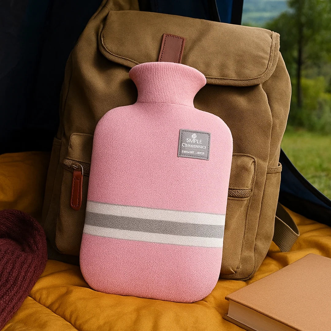 Hot Water Bottle Knitted Cover 33.8-Ounce Capacity Up to 8-Hour Warmth