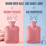 Hot Water Bottle Knitted Cover 33.8-Ounce Capacity Up to 8-Hour Warmth