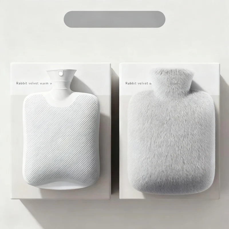 Hot Water Bottle Soft Plush Removable Washable Cover