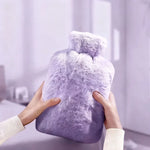 Hot Water Bottle Soft Plush Removable Washable Cover