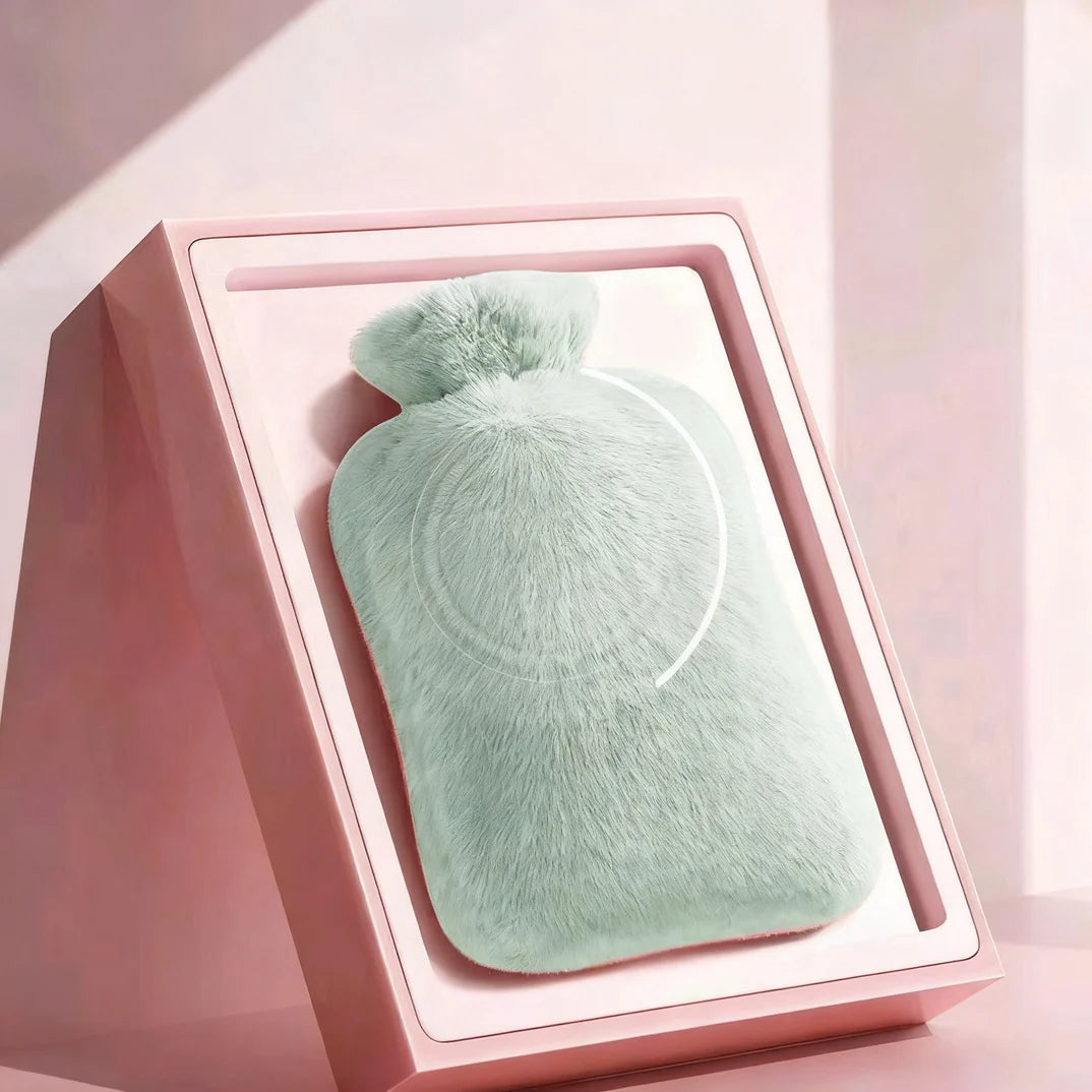 Hot Water Bottle Soft Plush Removable Washable Cover