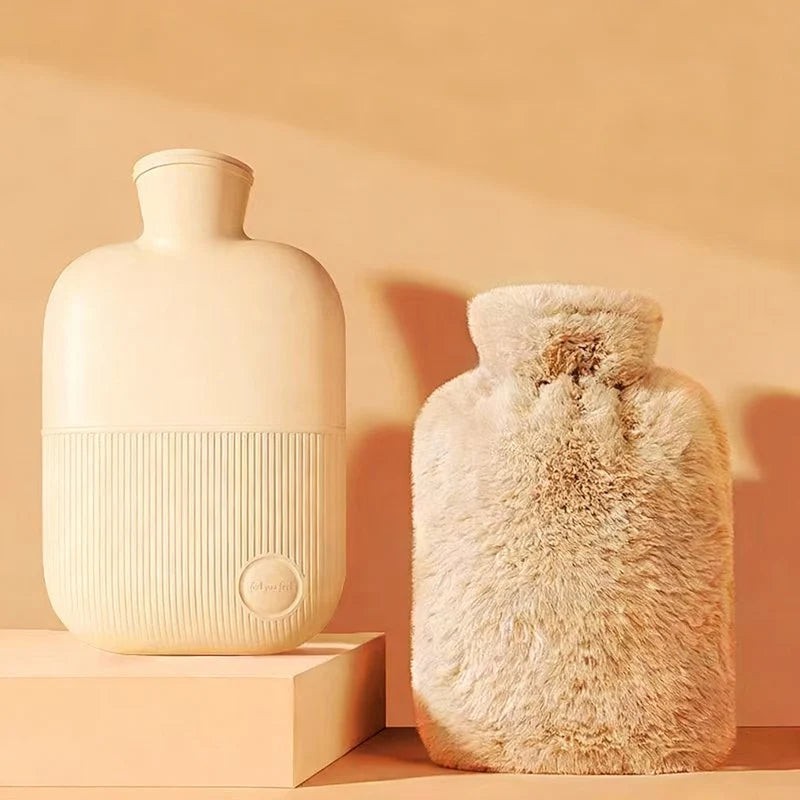 Hot Water Bottle Soft Plush Removable Washable Cover