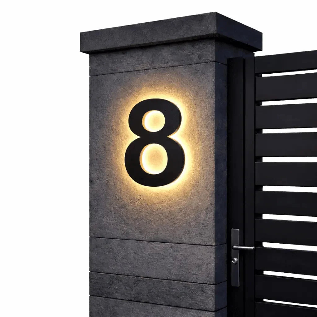 House Number Sign LED Backlit IP68 Waterproof Stainless Steel & Acrylic