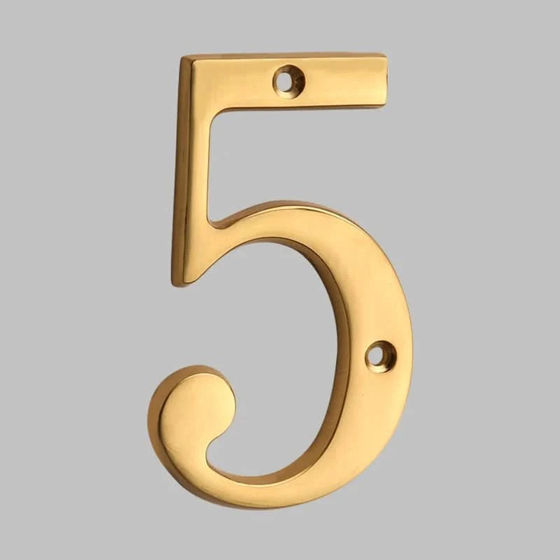 House Number Solid Brass Classic Design Mounting Hardware Included