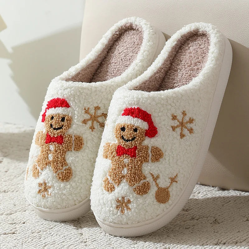 House Slippers Christmas Design Plush Lining Non-Slip Sole