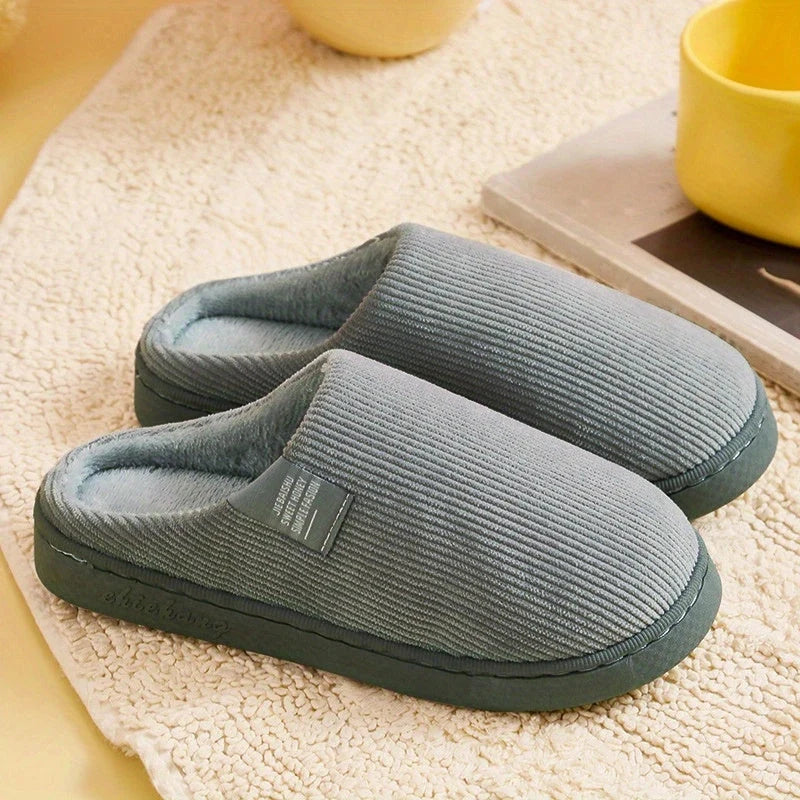 House Slippers Plush Backless Slip-On Anti-Slip Sole
