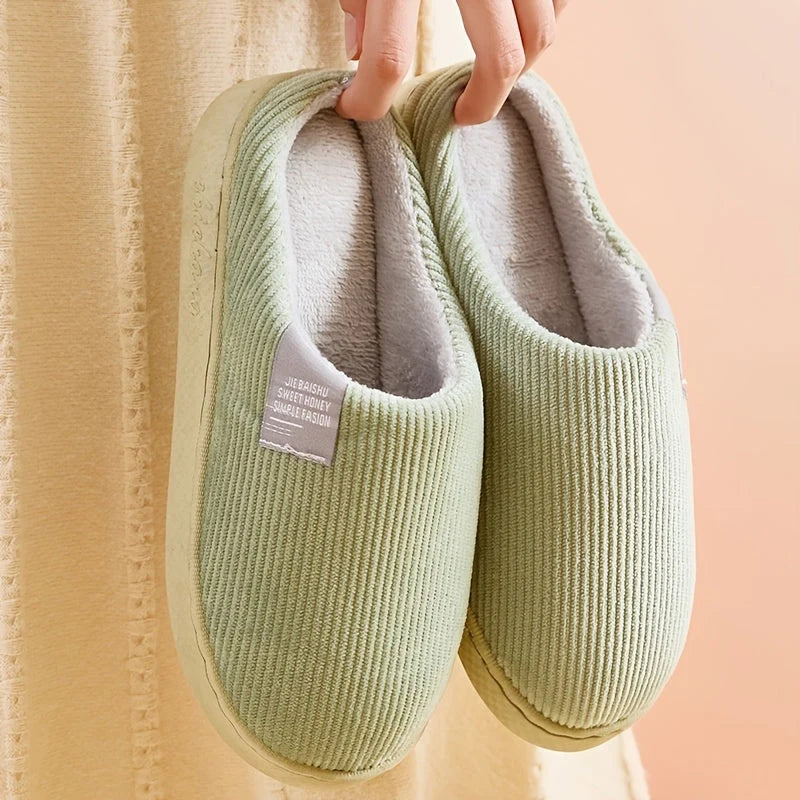 House Slippers Plush Backless Slip-On Anti-Slip Sole