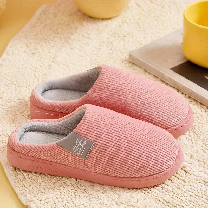 House Slippers Plush Backless Slip-On Anti-Slip Sole