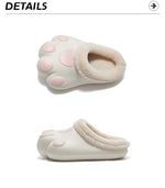 House Slippers Plush Cat Paw Design Fleece Lined Non-Slip Sole