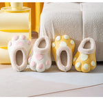 House Slippers Plush Cat Paw Design Fleece Lined Non-Slip Sole