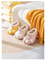 House Slippers Plush Cat Paw Design Fleece Lined Non-Slip Sole