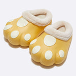 House Slippers Plush Cat Paw Design Fleece Lined Non-Slip Sole