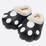 House Slippers Plush Cat Paw Design Fleece Lined Non-Slip Sole