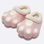 House Slippers Plush Cat Paw Design Fleece Lined Non-Slip Sole
