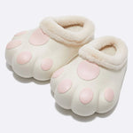 House Slippers Plush Cat Paw Design Fleece Lined Non-Slip Sole