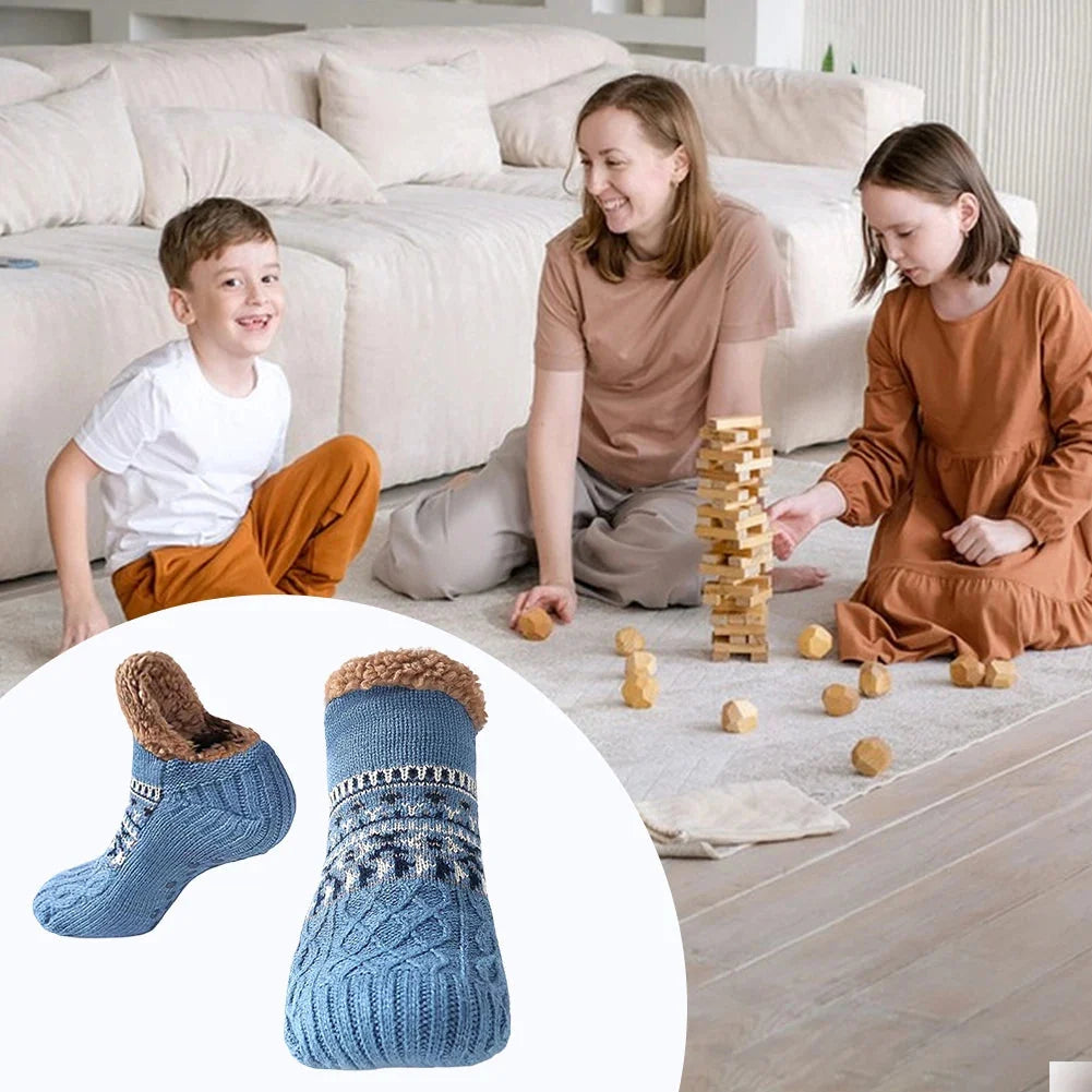House Socks Knitted Fleece-Lined Non-Slip Soles