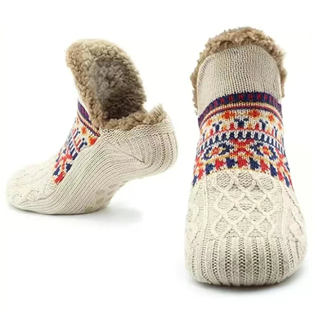 House Socks Knitted Fleece-Lined Non-Slip Soles