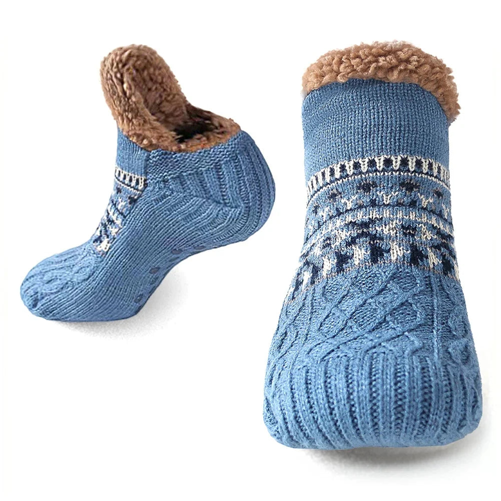House Socks Knitted Fleece-Lined Non-Slip Soles