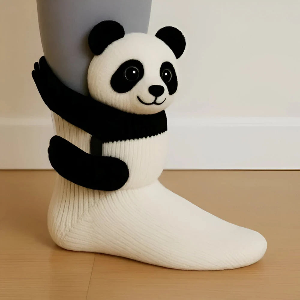 House Socks Plush Lined Non-Slip Animal Design