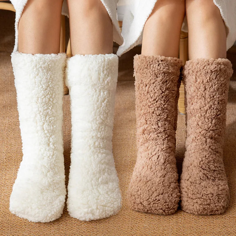 House Socks Plush Warmth Non-Slip Soles Mid-Calf Comfort