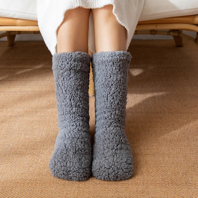 House Socks Plush Warmth Non-Slip Soles Mid-Calf Comfort