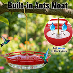 Hummingbird Feeder Built-In Ant Moat Five Feeding Ports 10.58 Oz Capacity