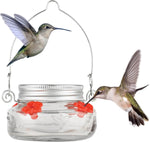 Hummingbird Feeder Clear Jar Four Ports Set of 2