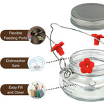 Hummingbird Feeder Clear Jar Four Ports Set of 2