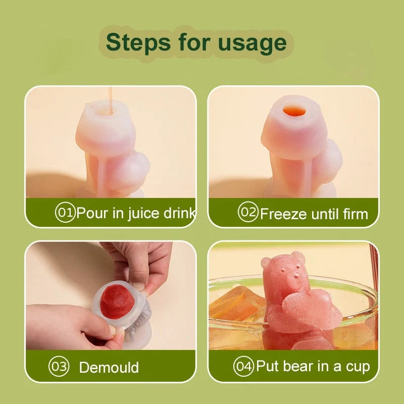 Ice Cube Mold Bear-Shaped Silicone BPA-Free