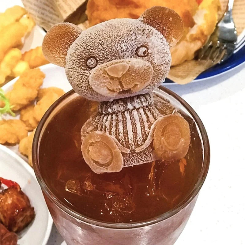 Ice Cube Tray Bear-Shaped Food-Grade Silicone Flexible & Easy-Clean