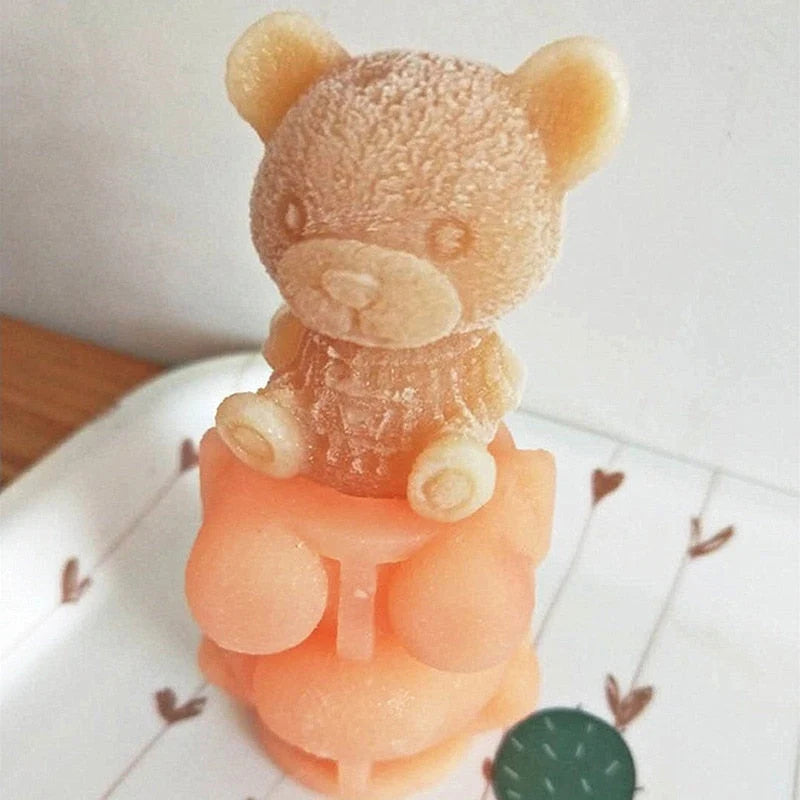 Ice Cube Tray Bear-Shaped Food-Grade Silicone Flexible & Easy-Clean