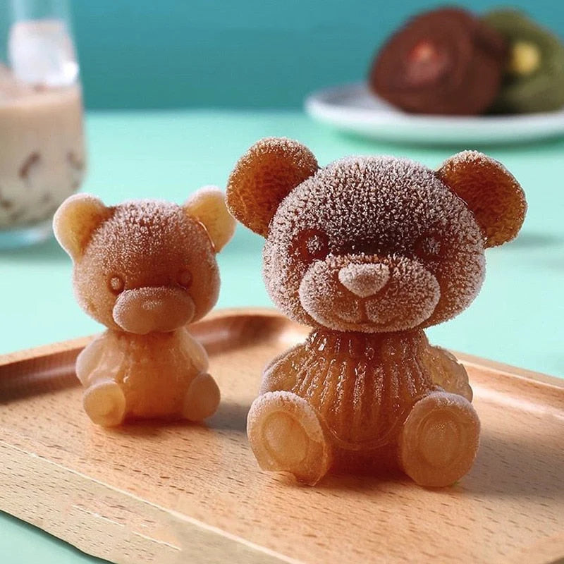 Ice Cube Tray Bear-Shaped Food-Grade Silicone Flexible & Easy-Clean