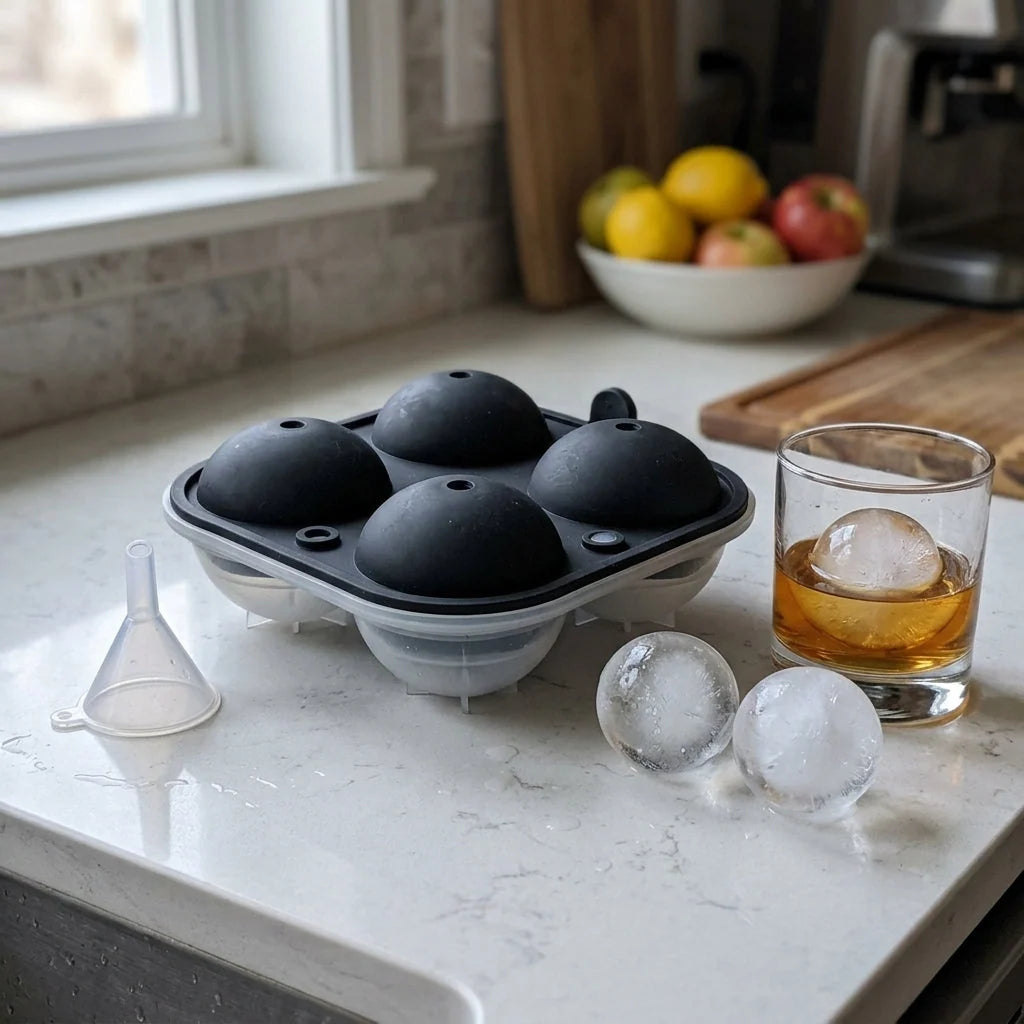 Ice Sphere Mold Silicone Set of 4 Slow-Melting