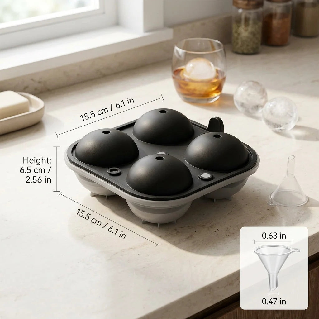 Ice Sphere Mold Silicone Set of 4 Slow-Melting