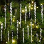 Icicle Ornament Set Clear Shatter-Resistant Set of 12