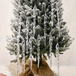 Icicle Ornament Set Clear Shatter-Resistant Set of 12