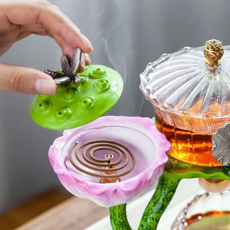 Incense Burner Teapot Design Handcrafted Resin Glass