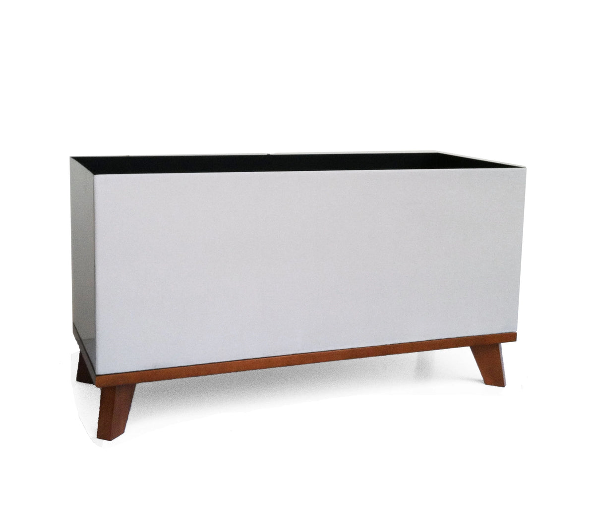 Indoor Planter Aluminum Waterproof Lining Hardwood Base 30 Inch Long