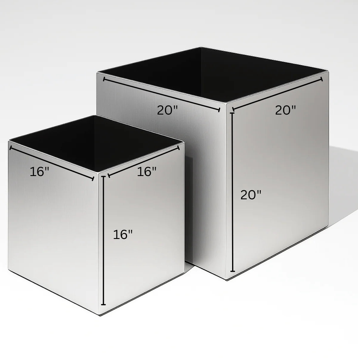 Indoor Planter Brushed Aluminum Waterproof Lining Hardwood Stand
