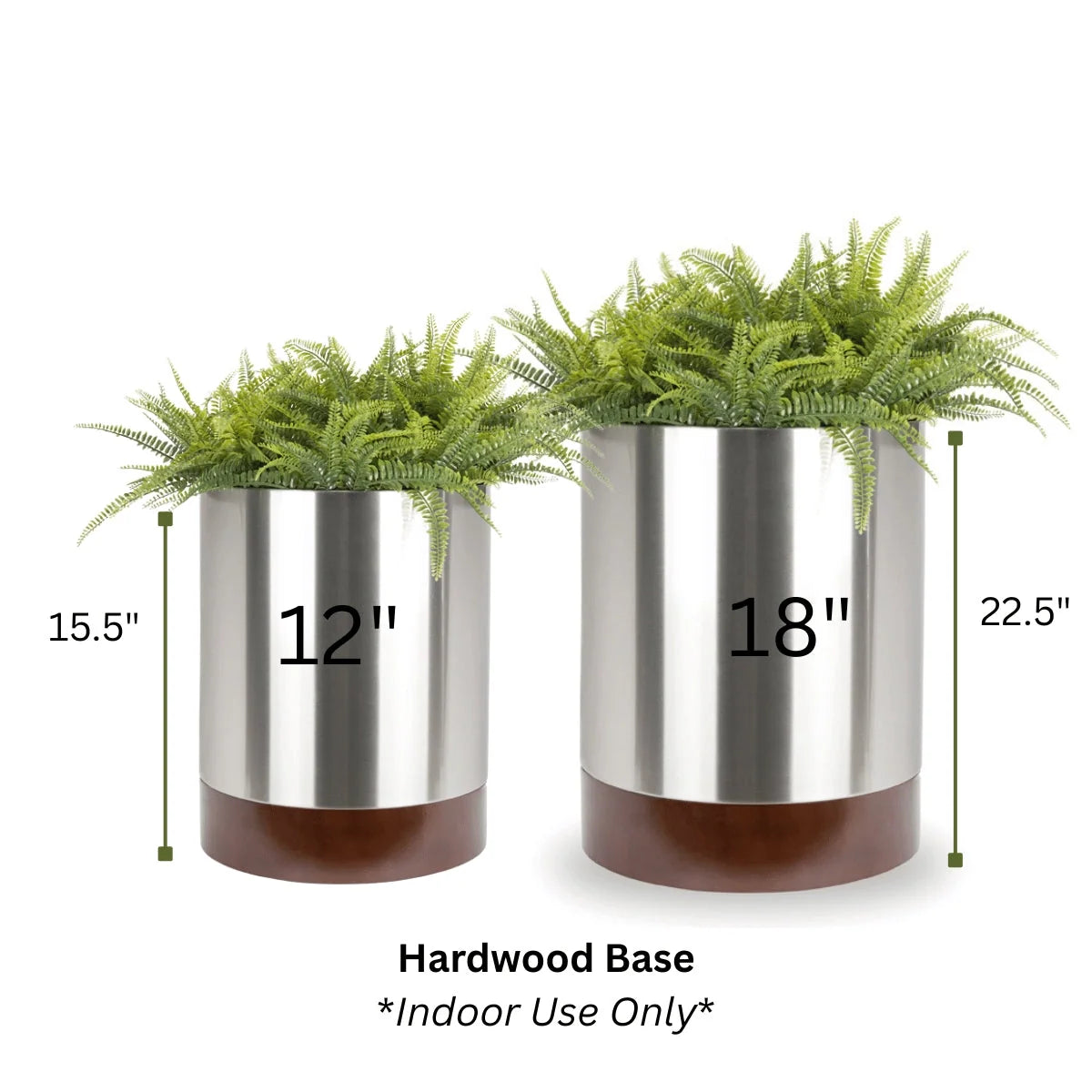 Indoor Planter Stainless Steel Hardwood Base