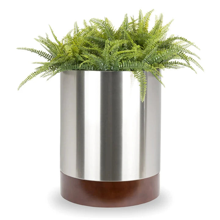 Indoor Planter Stainless Steel Walnut Base