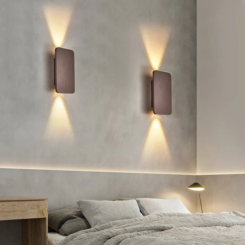Indoor Wall Light Rectangular Metal Frame Warm Built-In LED