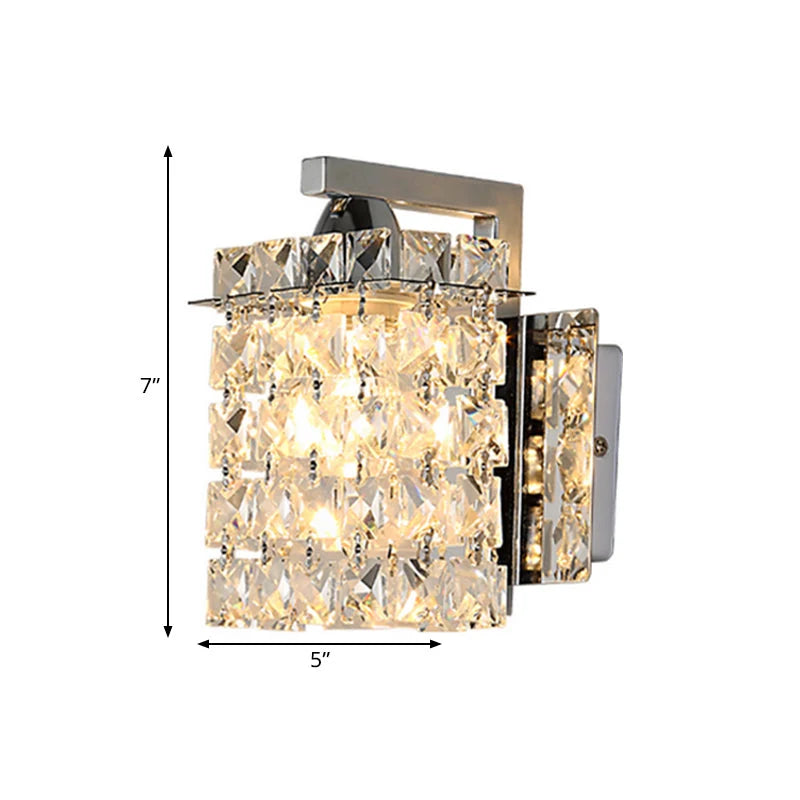 Indoor Wall Sconce Rectangular Crystalline Chromium Hardwired E12 E14