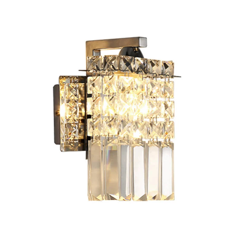 Indoor Wall Sconce Rectangular Crystalline Chromium Hardwired E12 E14