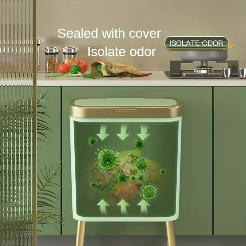 Indoor Waste Bin 15L Sealed Flip Lid Slim Profile
