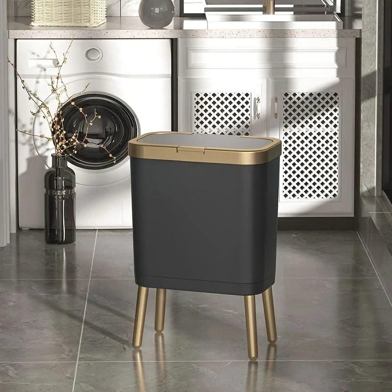 Indoor Waste Bin 15L Sealed Flip Lid Slim Profile
