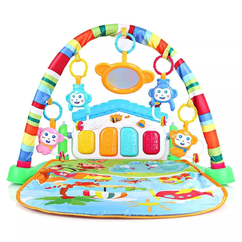 Infant Play Gym Mat Kick-Activated Piano Detachable Teethers